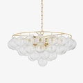 Aurora Chandelier Clear Glass Globe Aged Brass Elegant