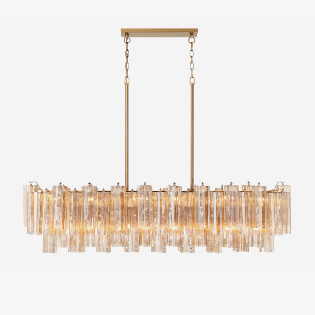 Sylva Linear Chandelier Glass Tube Tiered Amber