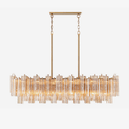 Sylva Linear Chandelier Glass Tube Tiered Amber