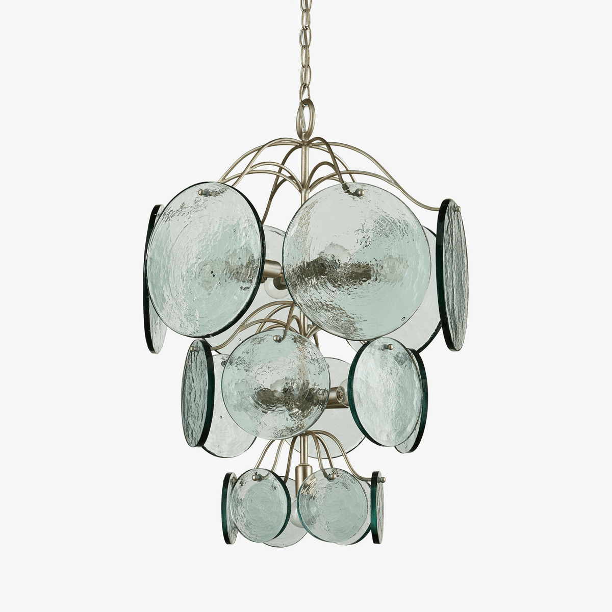 Aurora Chandelier Rovigo Recycled Glass Disc Modern Flowing