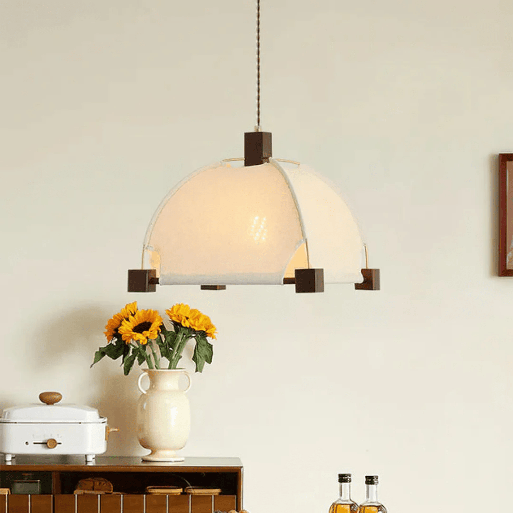 Allegra Modern Wood & Fabric Pendant Light