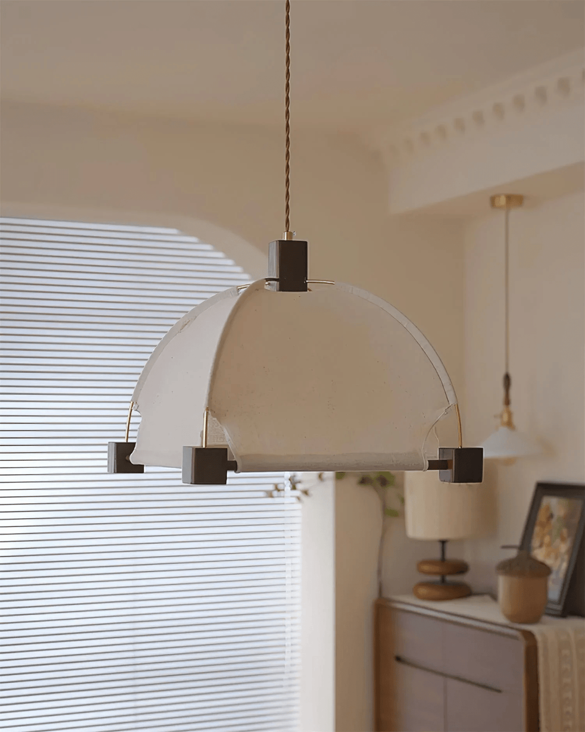 Allegra Modern Wood & Fabric Pendant Light