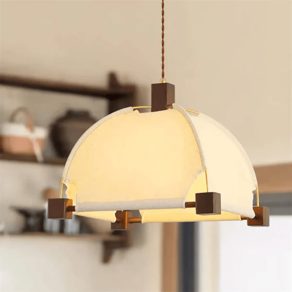 Allegra Modern Wood & Fabric Pendant Light