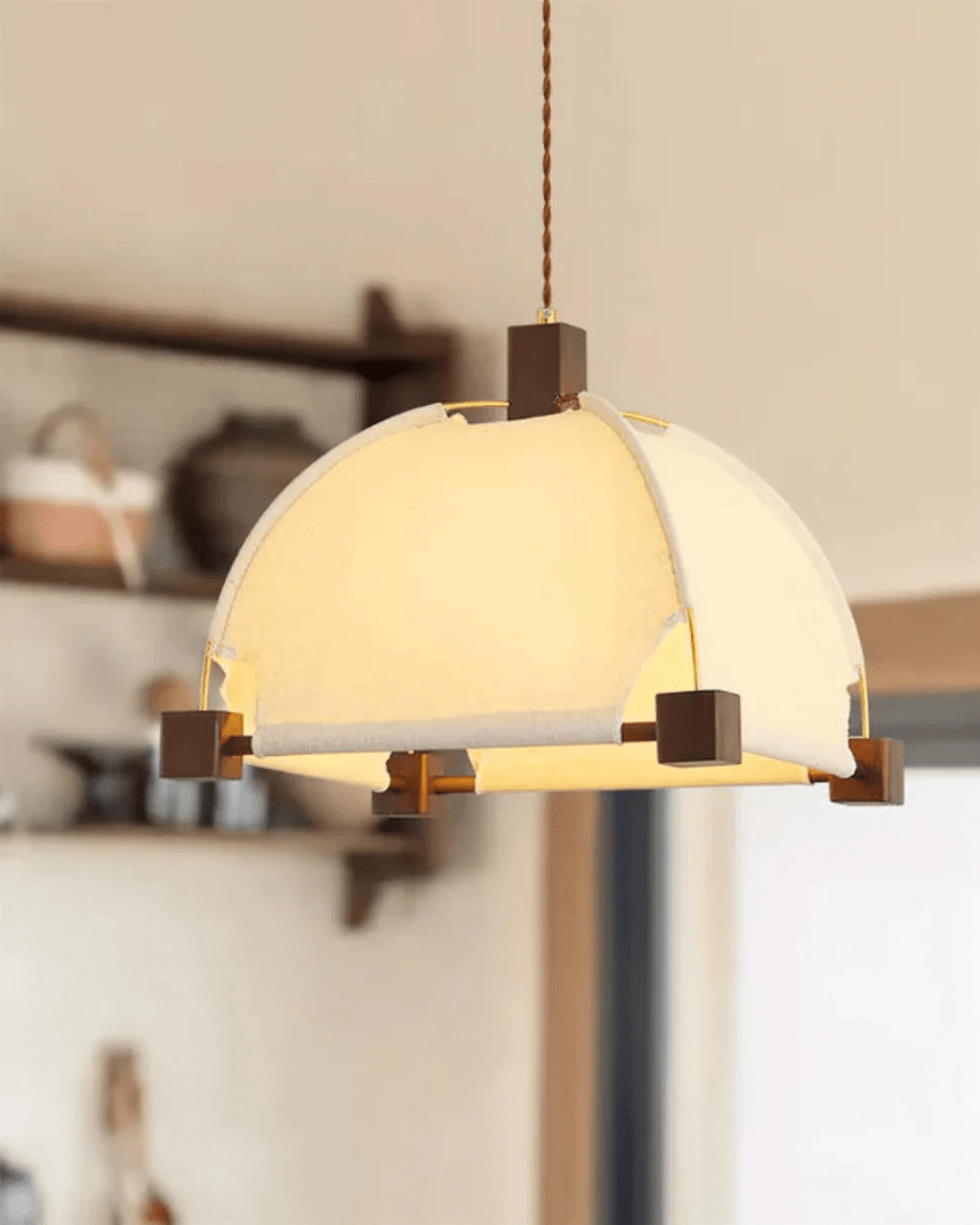 Allegra Modern Wood & Fabric Pendant Light