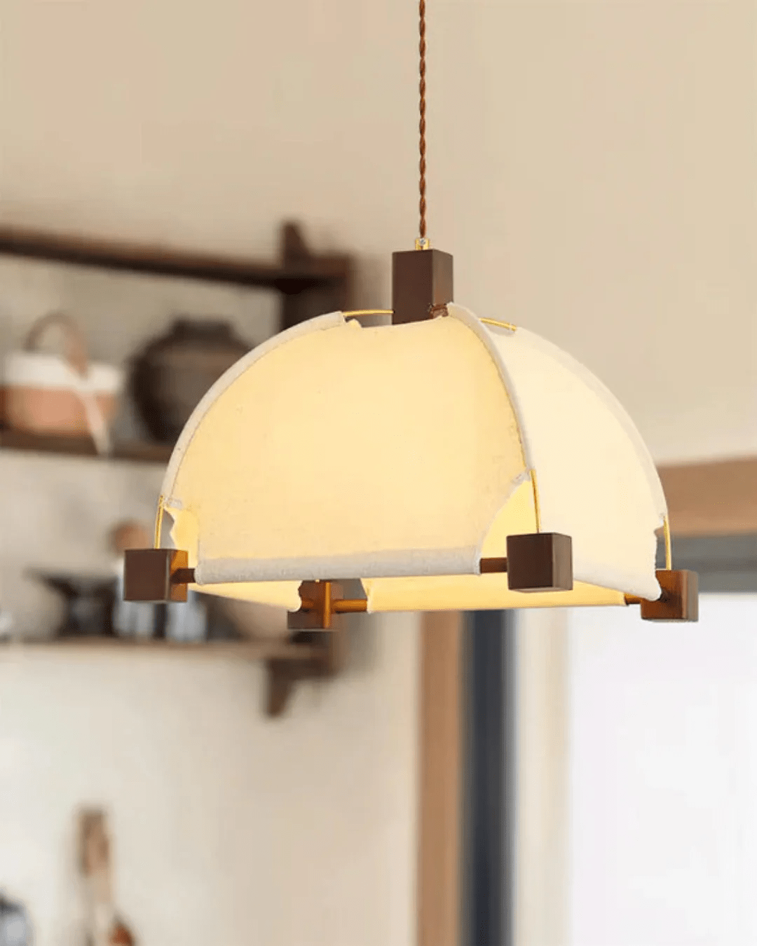 Allegra Modern Wood & Fabric Pendant Light