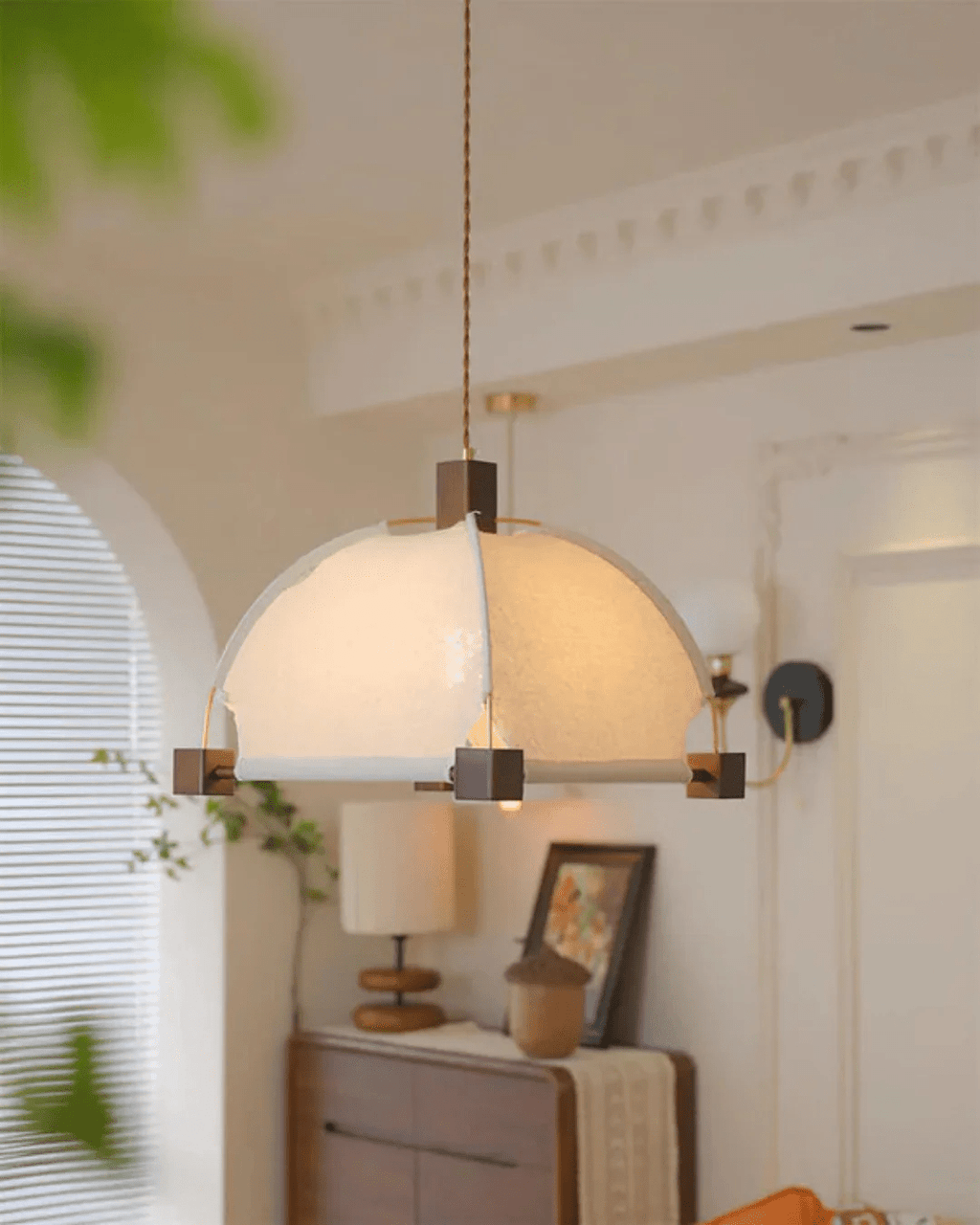 Allegra Modern Wood & Fabric Pendant Light