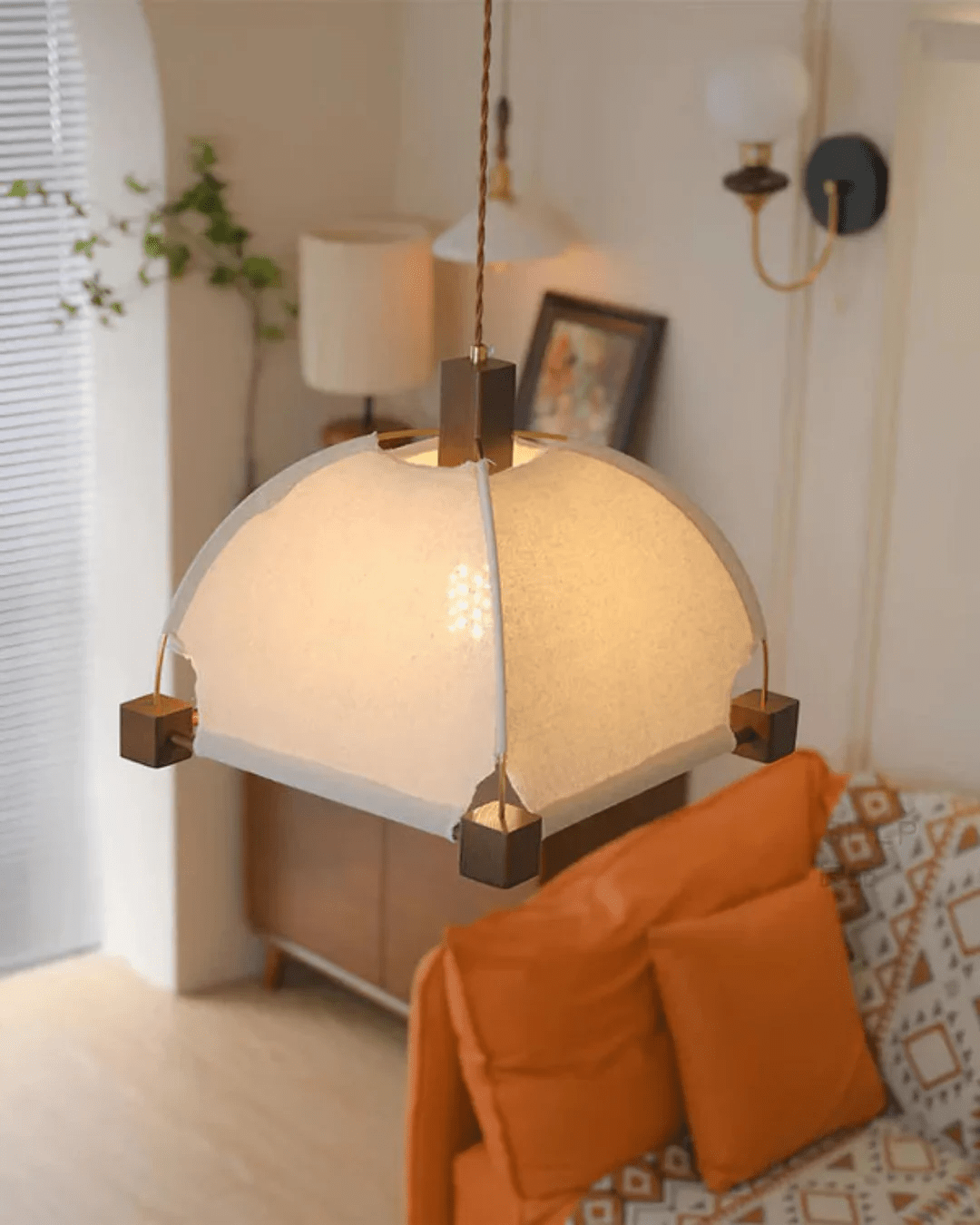 Allegra Modern Wood & Fabric Pendant Light