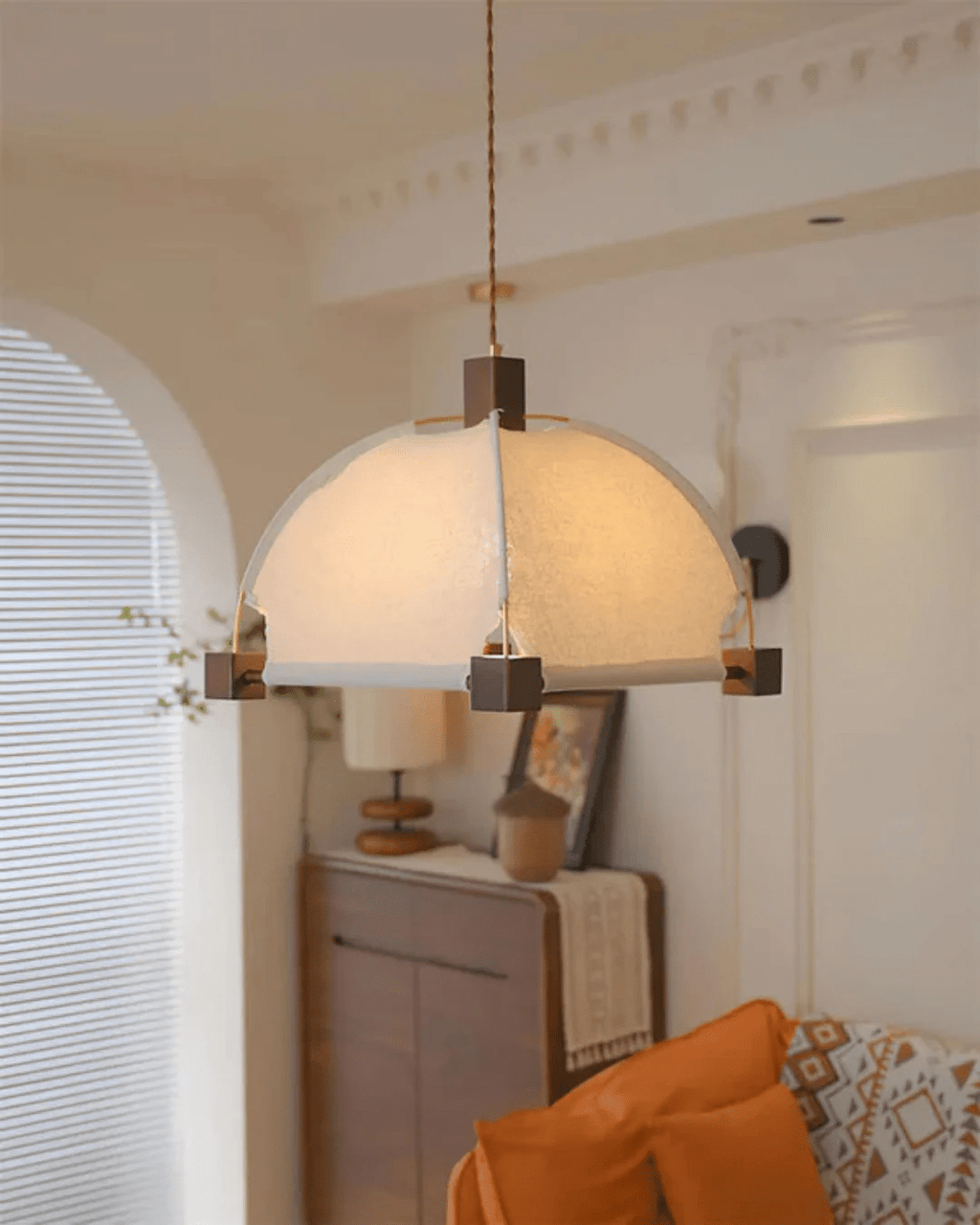 Allegra Modern Wood & Fabric Pendant Light