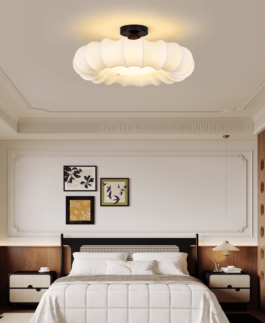 Cloudelle Modern Fabric & Wood Ceiling Light