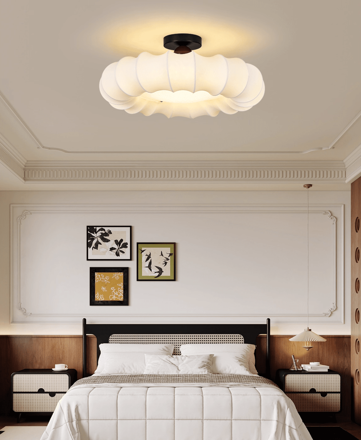 Cloudelle Modern Fabric & Wood Ceiling Light
