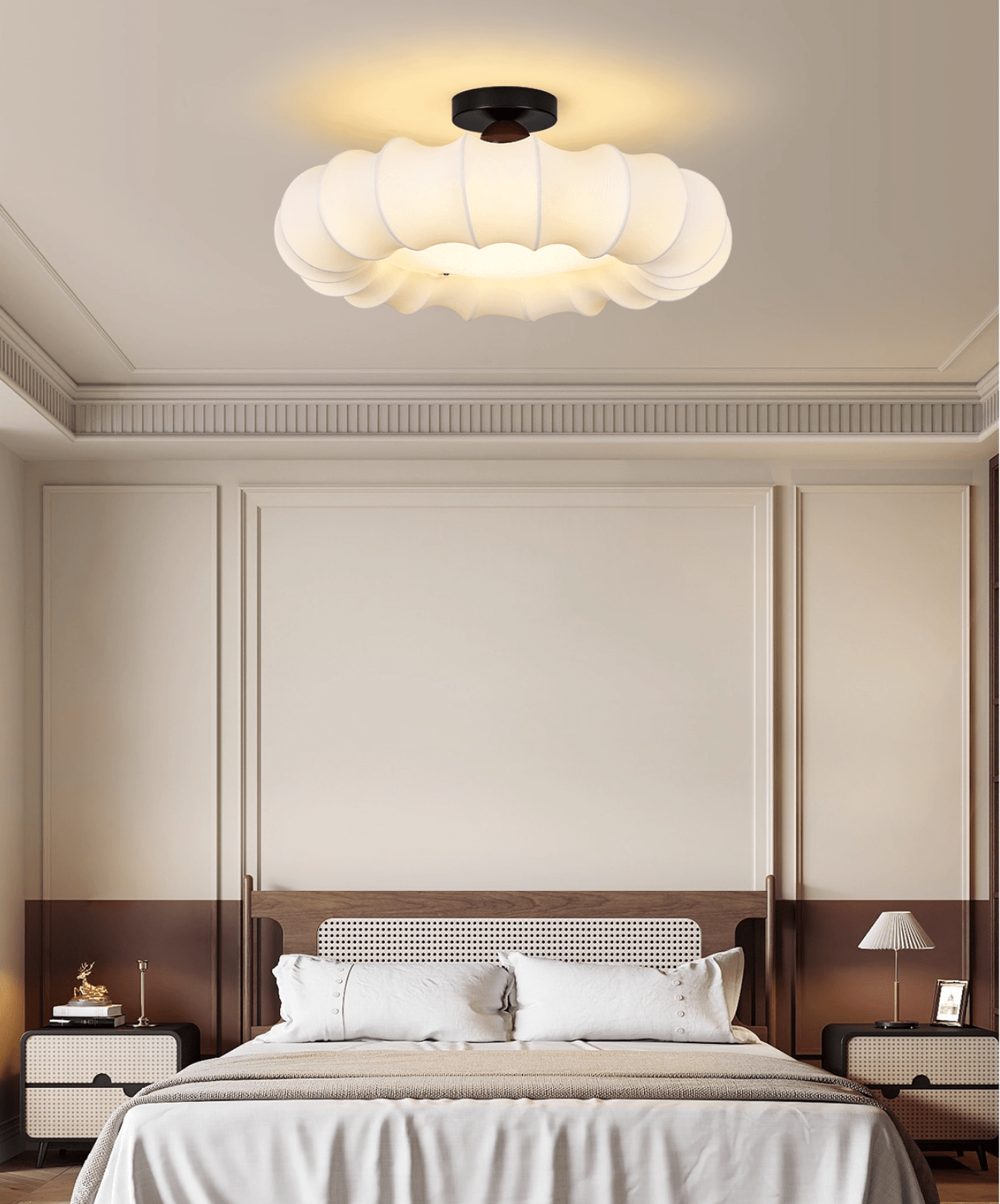 Cloudelle Modern Fabric & Wood Ceiling Light