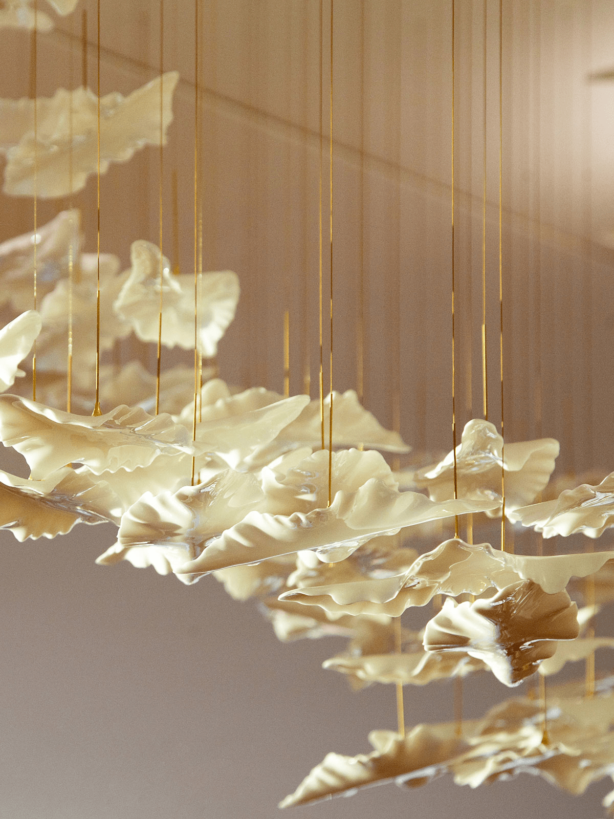Leaf Modern Metal & Crystal Glass Chandelier