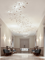 Leaf Modern Metal & Crystal Glass Chandelier