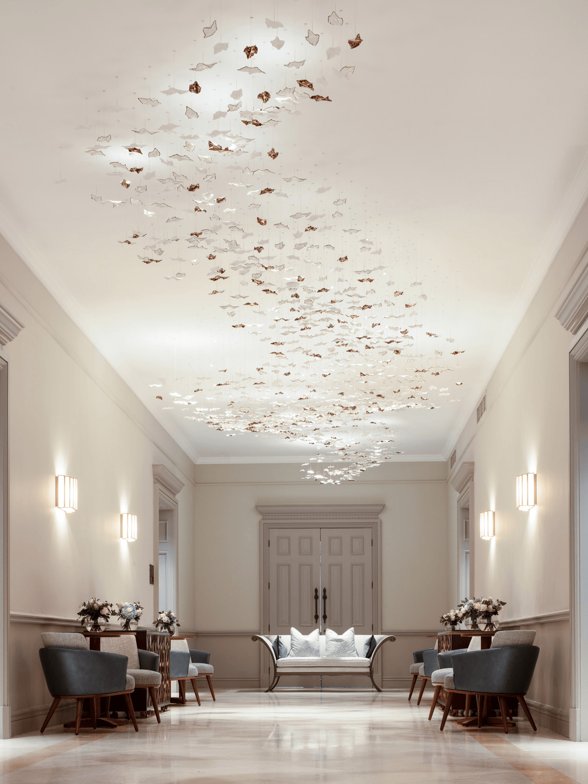Leaf Modern Metal & Crystal Glass Chandelier