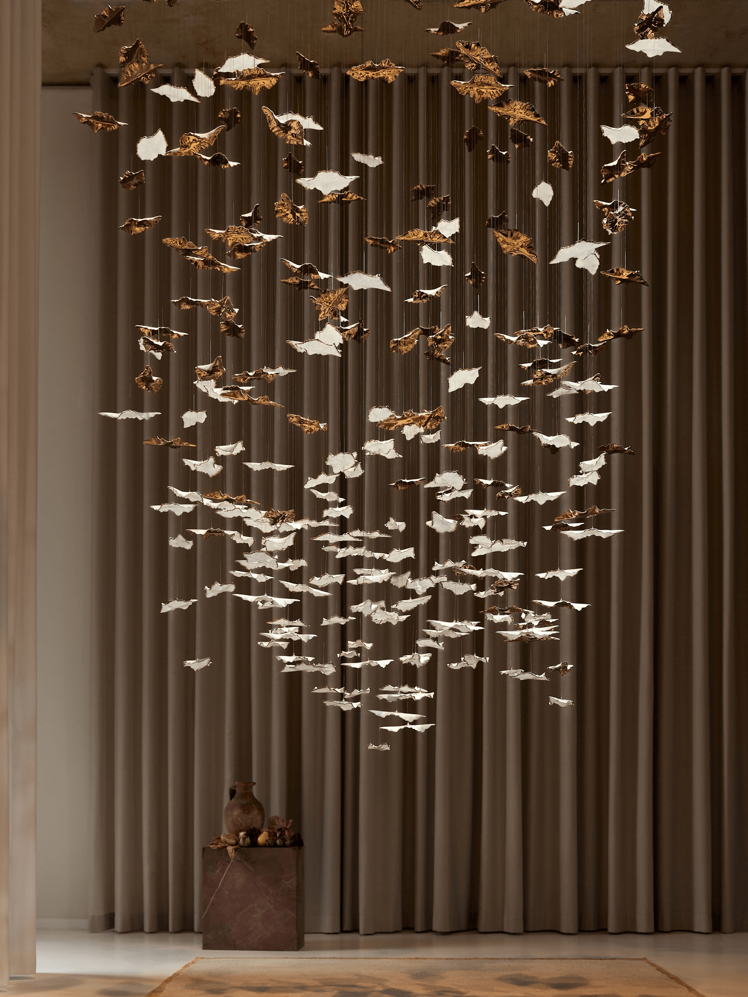 Leaf Modern Metal & Crystal Glass Chandelier