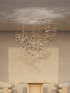 Leaf Modern Metal & Crystal Glass Chandelier