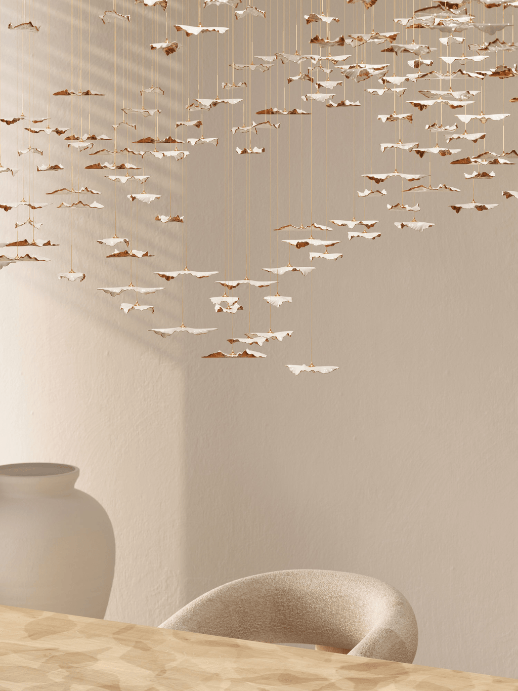 Leaf Modern Metal & Crystal Glass Chandelier