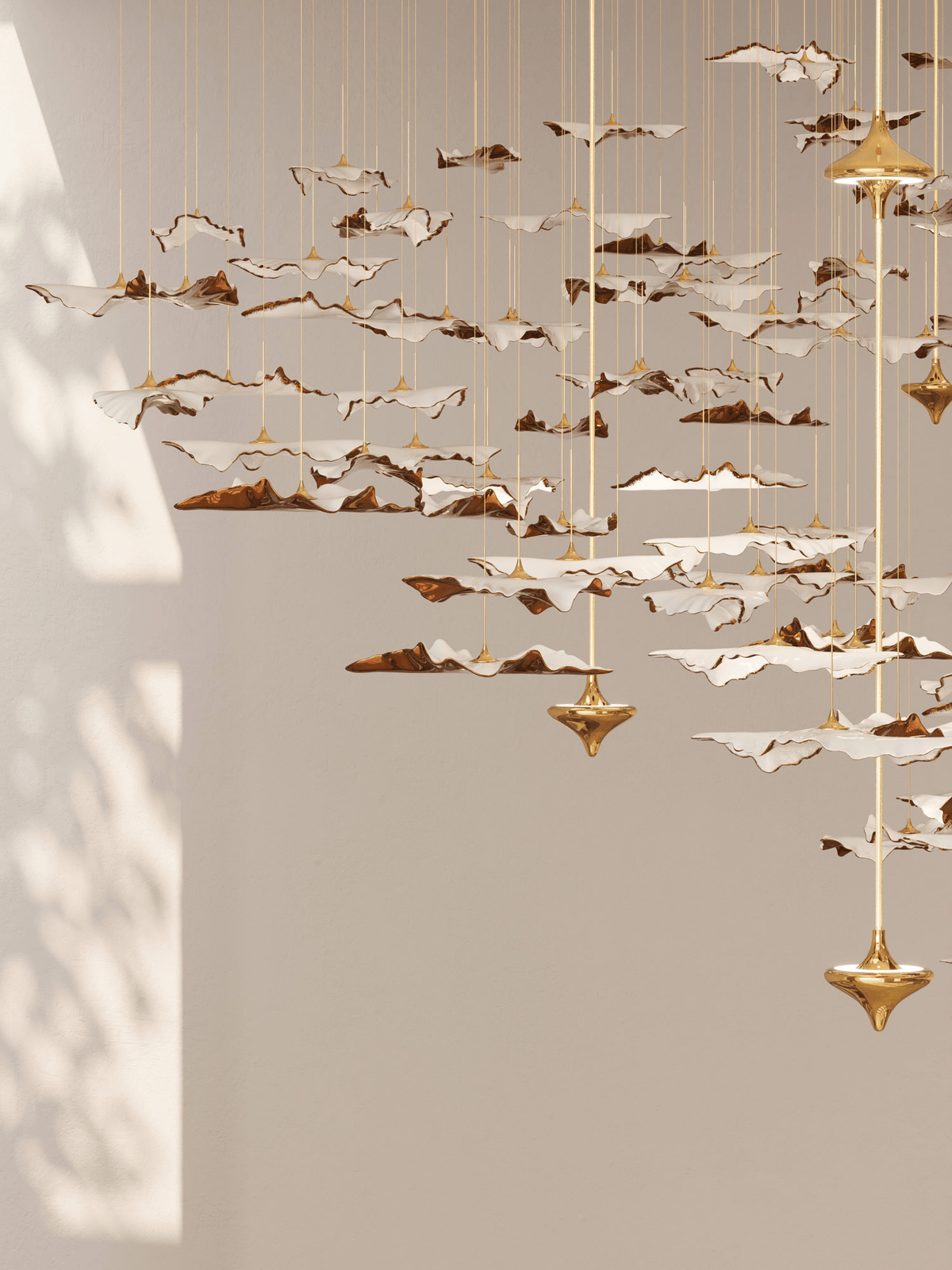 Leaf Modern Metal & Crystal Glass Chandelier