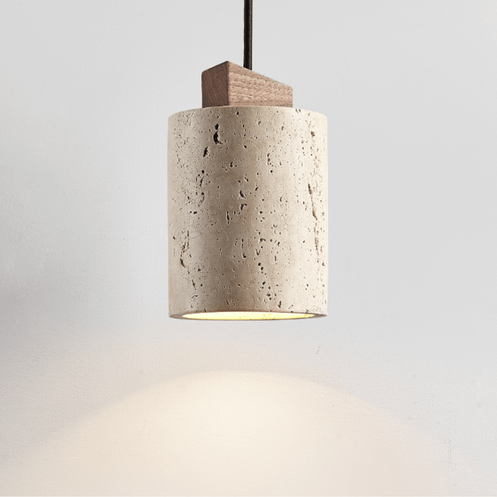 Arvo Minimalist Cylinder Travertine Pendant Lamp