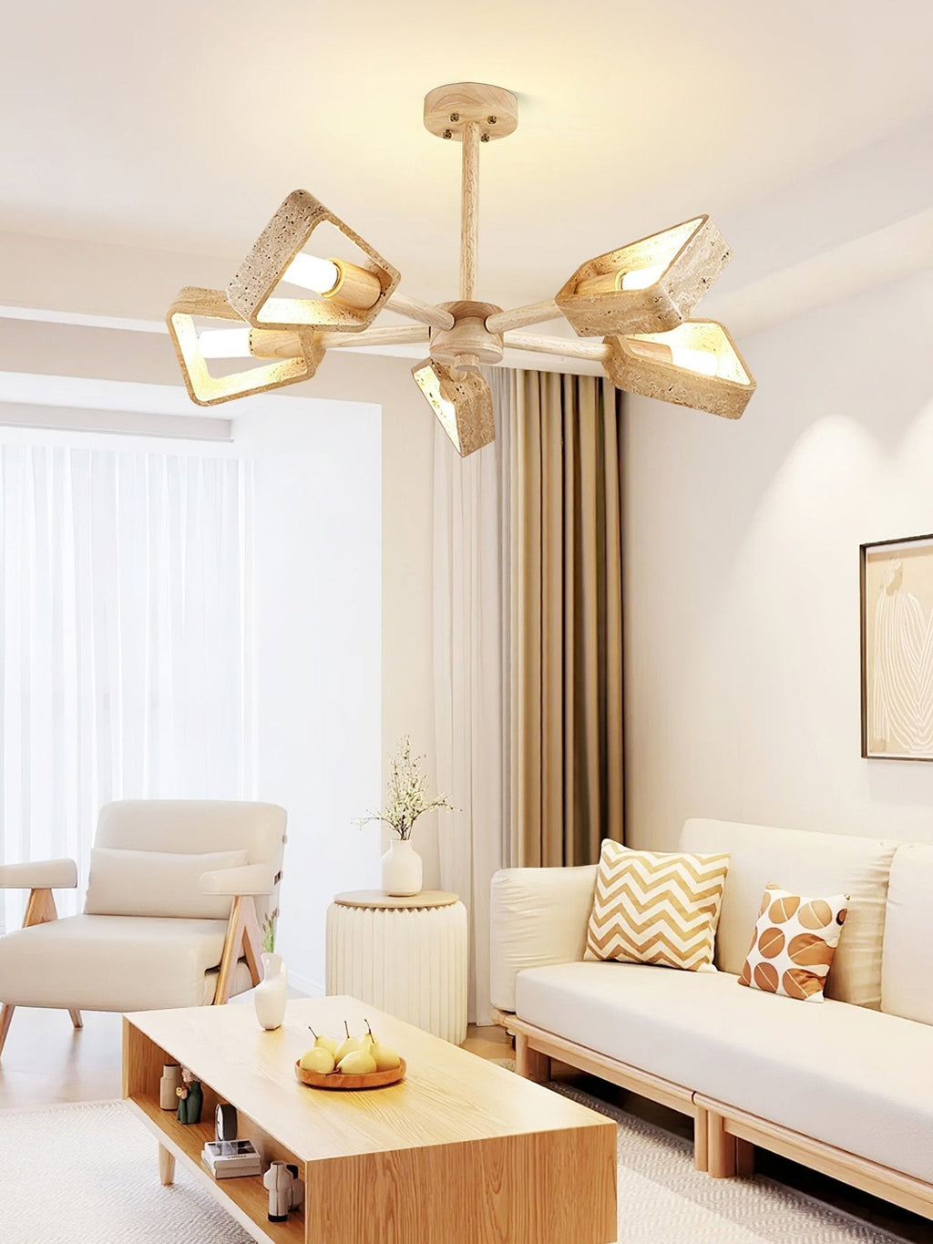 Hedra  Travertone  Geometric  Chandelier