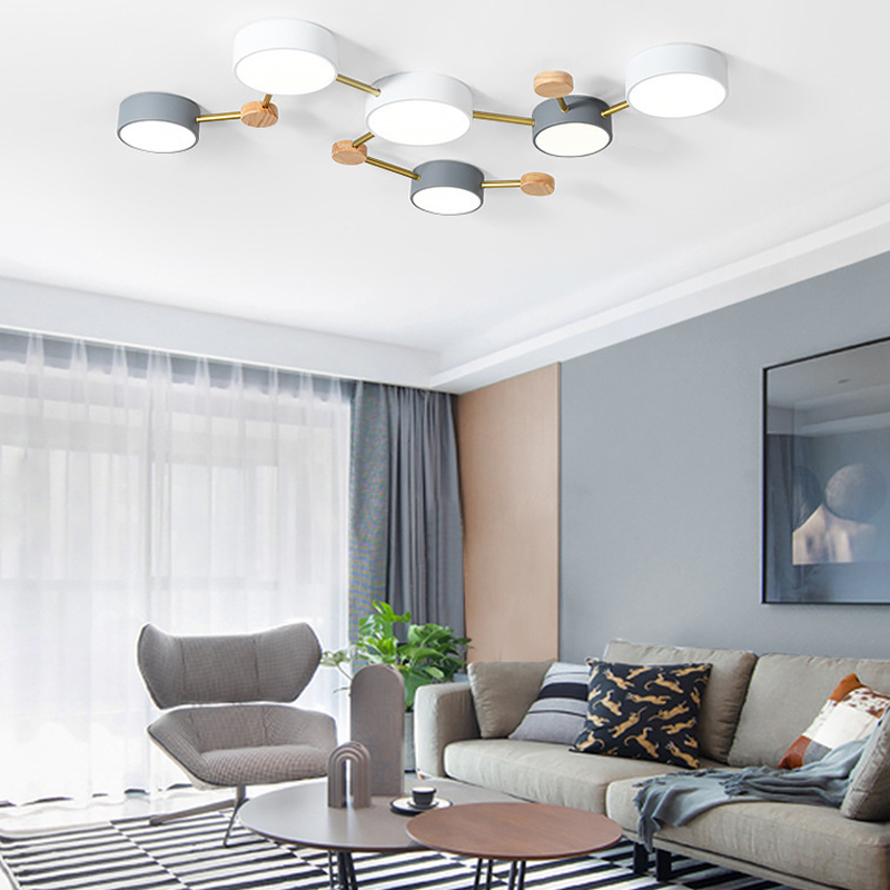 Arisha Modern LED Ceiling Light Acrylic Log Living Room Bedroom White Grey