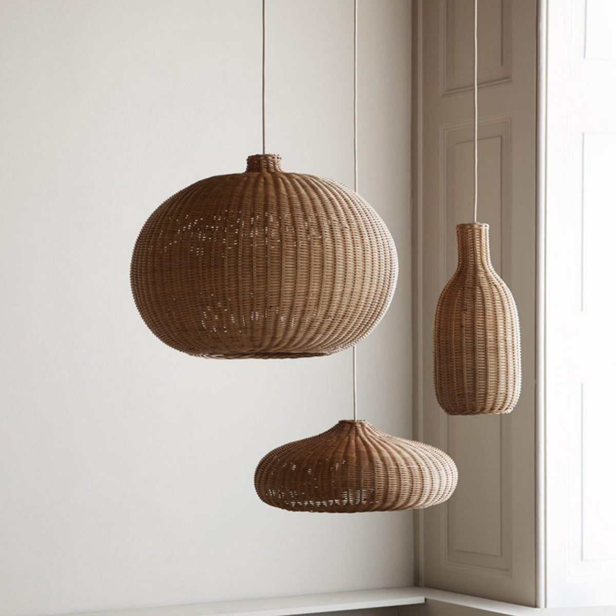 Ritta Nordic Japanese Pendant Light  Rattan Bedroom Dining Room