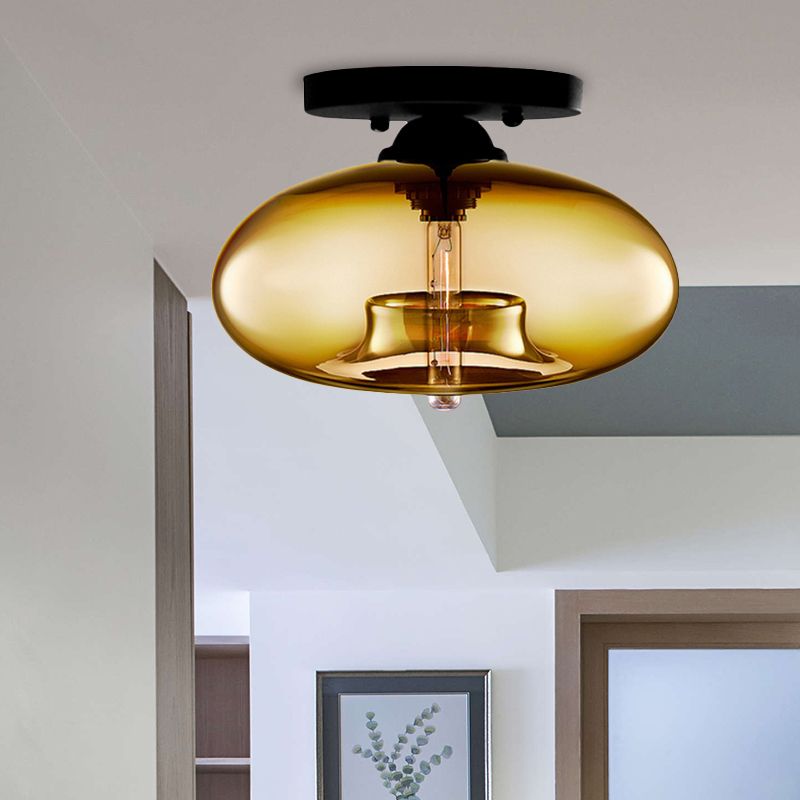 Arisha Industrial Art Deco Globe Flush Mount Ceiling Light Living Room - Letslighting