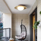 Arisha Retro Stone Wood Flush Mount Ceiling Light Hallway