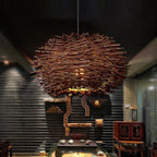 Muto Wooden Bird Ritta Rattan Pendant Light Wood