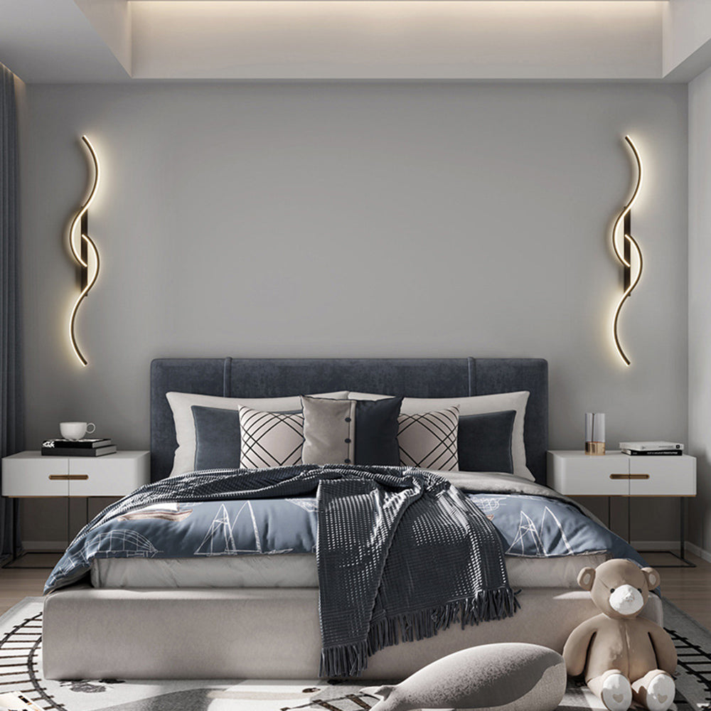 Arisha Modern Linear Wave Bedroom Wall Lamp Living Room