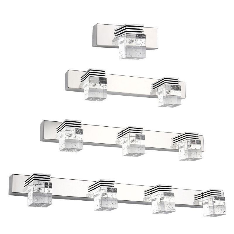 Arisha Modern Square Crystal Vanity Wall Lamp, Bedroom/Bathroom