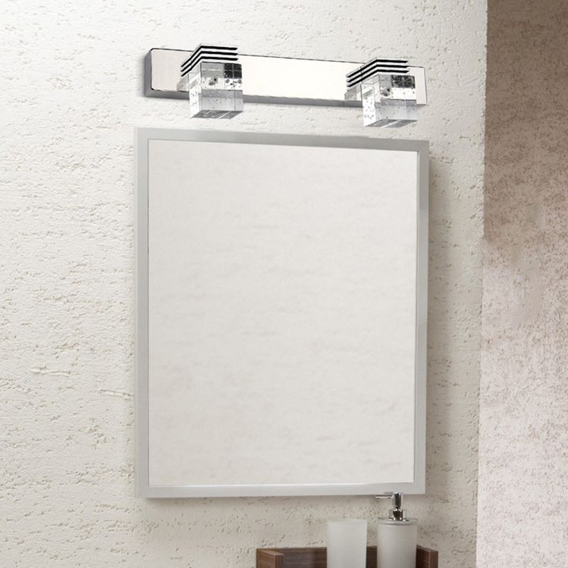 Arisha Modern Square Crystal Vanity Wall Lamp, Bedroom/Bathroom