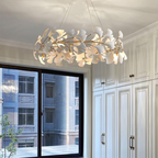 Olivia Ceramic Gingko Art Deco Chandelier  O-Shape