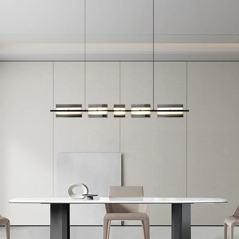 Arisha Modern Nordic Linear Copper Glass Pendant Light Brass