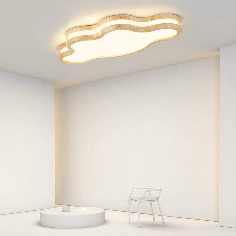 Arisha Moon/Cloud/Star Shape Flush Mount Ceiling Light, Wood & Arcylic