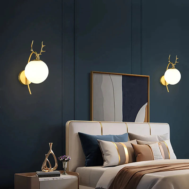 Valentina Modern Art Deer Bedside LED Indoor Wall Lamp Glass Living Room Bed Room Dining Room