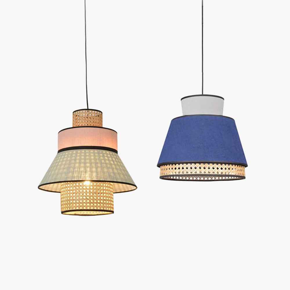 Ritta Fabric/Rattan Pendant Light, 2 Style