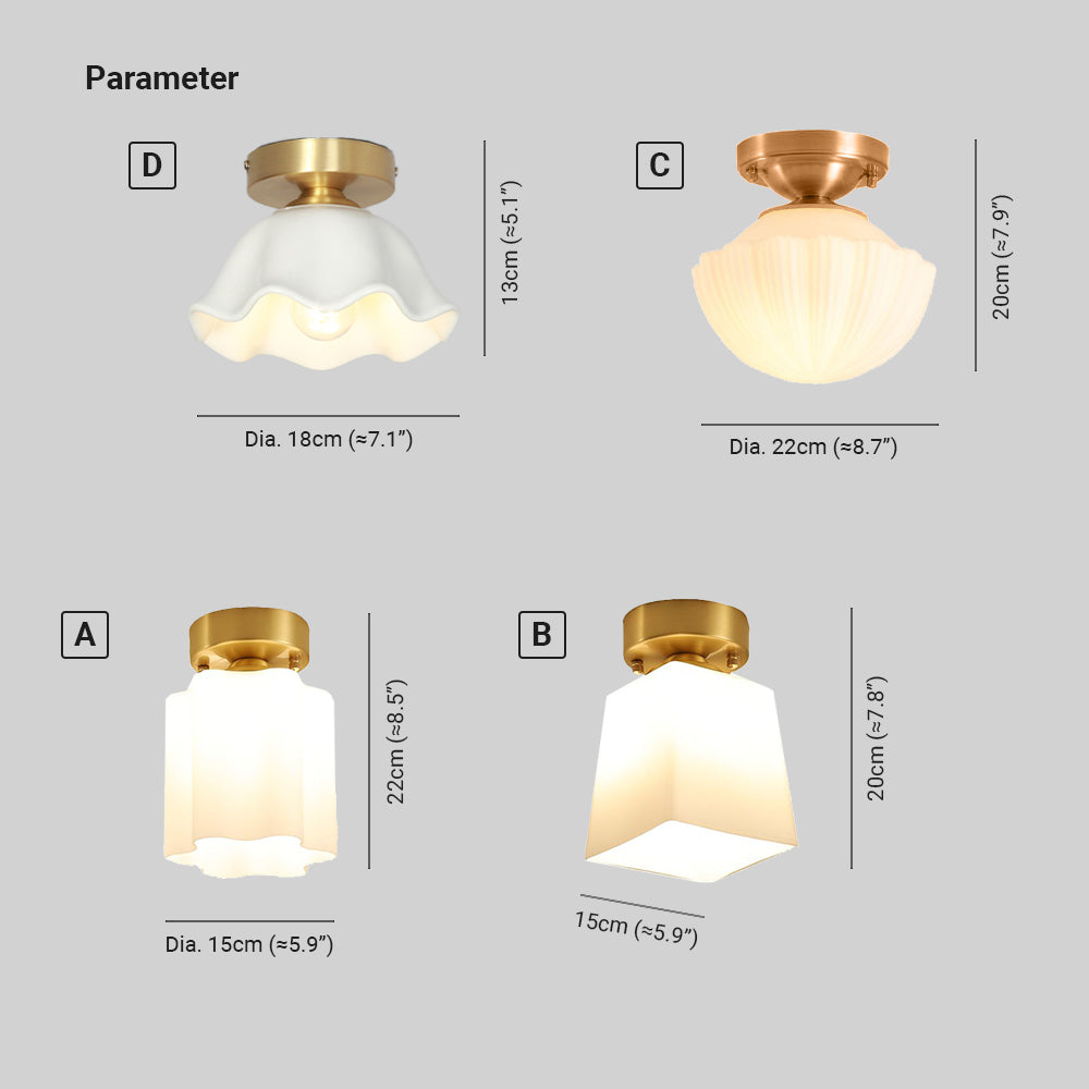 Arisha Retro Flush Mount Brass Ceiling Light