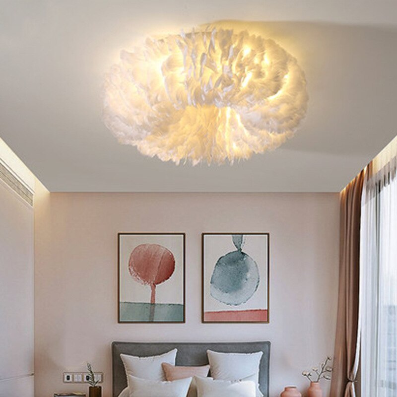 O'Moore Feather Ceiling Light, Modern, Bedroom, 4 Color