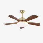 Elara Modern Brass Wood Ceiling Fan Light
