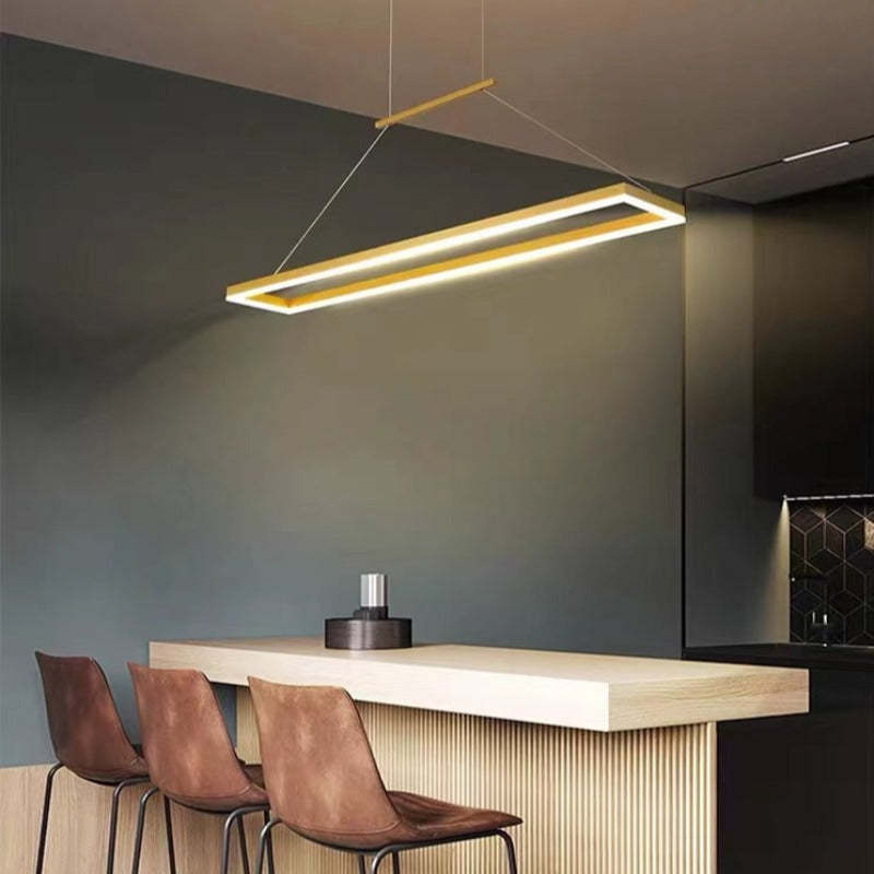 Arisha Modern Rectangular Pendant Light Coffee Dining Room