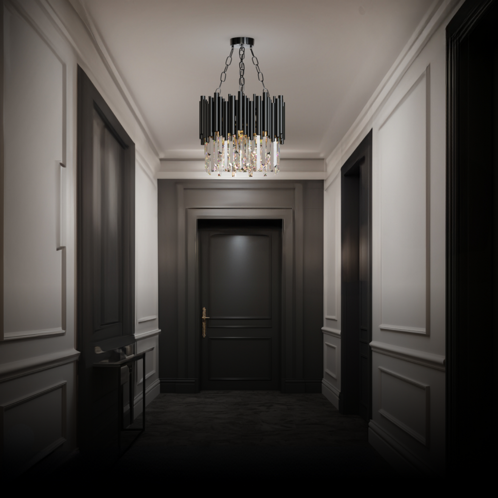 Kristy Industrial Cylindrical Glass Chandelier Living Room