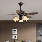 Lily Vintage Wood Ceiling Fan Light