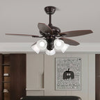 Lily Vintage Wood Ceiling Fan Light