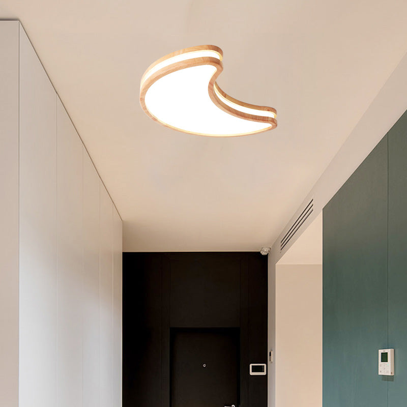 Arisha Moon/Cloud/Star Shape Flush Mount Ceiling Light, Wood & Arcylic