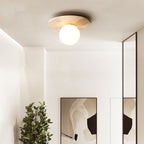 Arisha Retro Stone Wood Flush Mount Ceiling Light Hallway