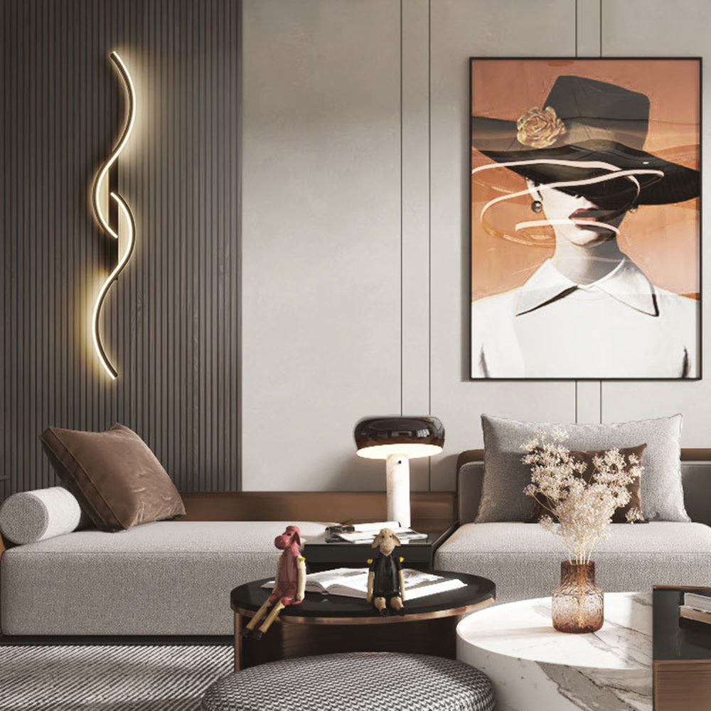 Arisha Modern Linear Wave Bedroom Wall Lamp Living Room