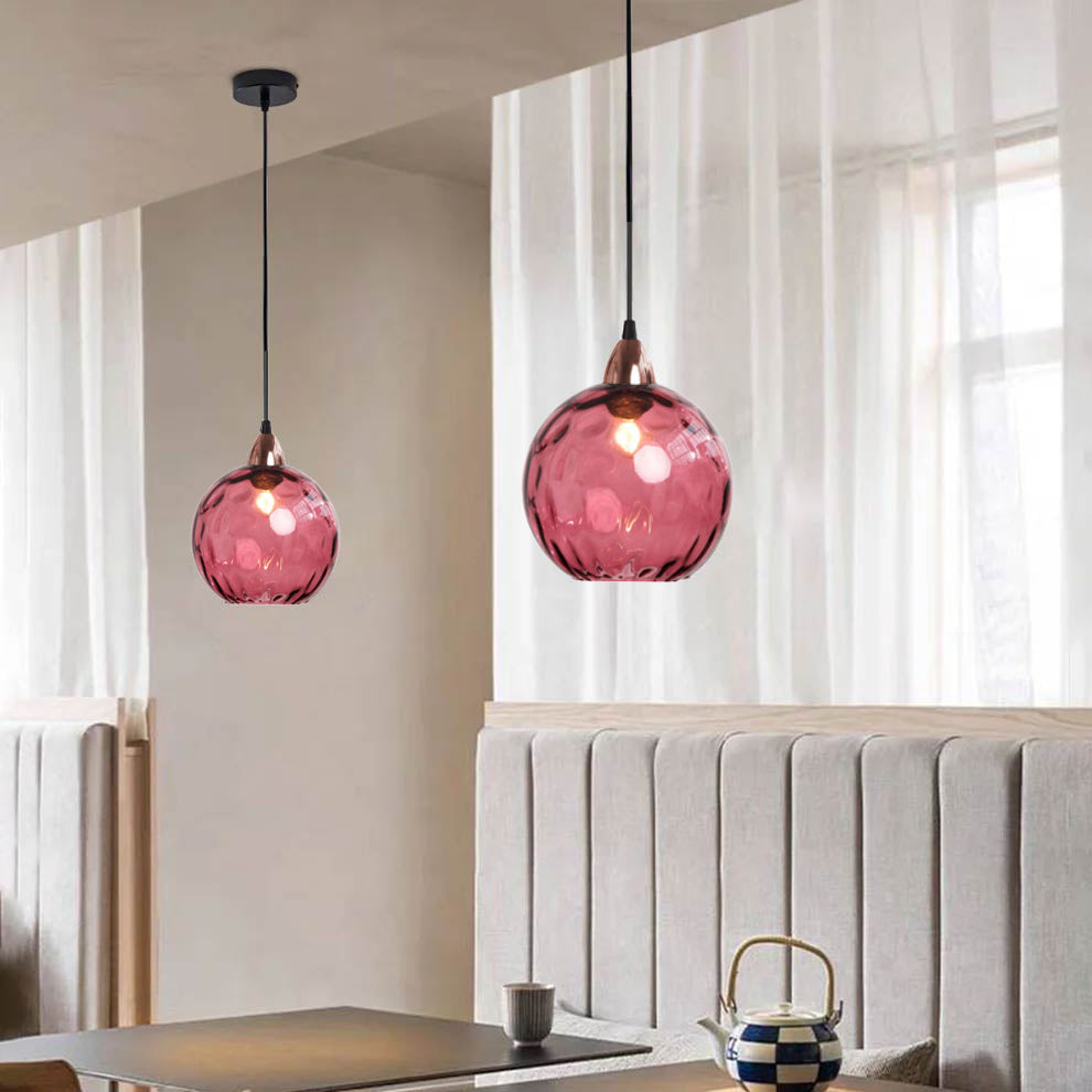Valentina Colorful Glass Ball Pendant Light Water Ripple Living Room - Letslighting