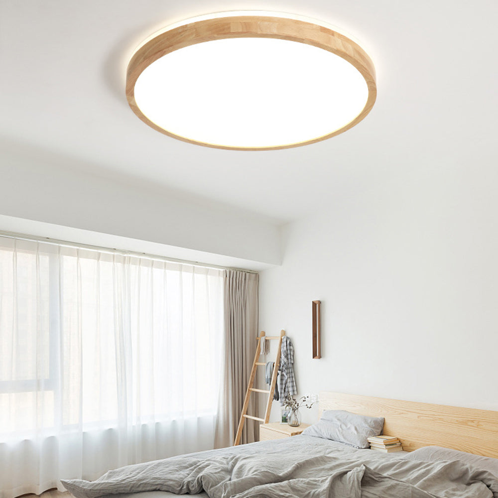 Muto Nordic Acrylic/Wood Flush Mount Ceiling Light Wood