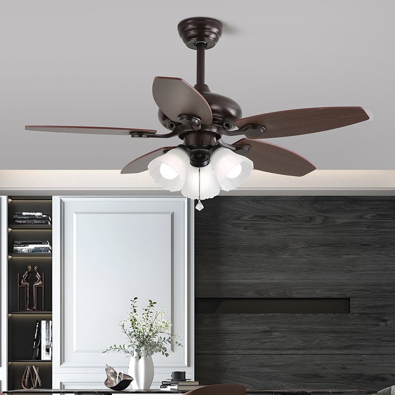 Lily Vintage Wood Ceiling Fan Light